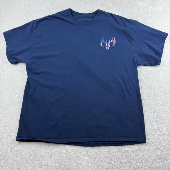 Buck Wear T-shirt American Flag Deer Skull Graphic Patriotic Navy Size XL - Picture 1 of 8